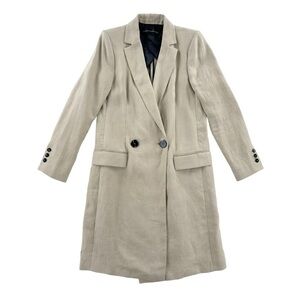ZARA WOMAN structured long‎ blazer coat in a neutral taupe